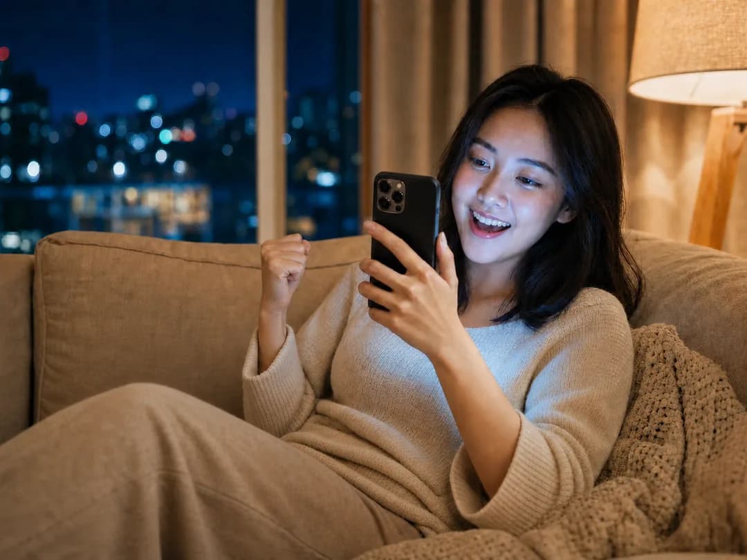 인형을 받아 들고 환호하는 모습